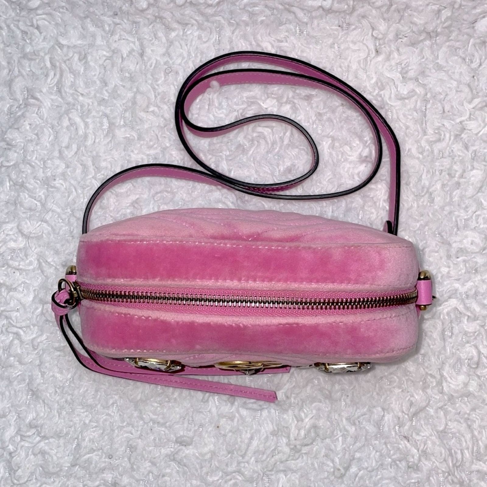 Gucci Gucci GG Marmont Velvet Crystal Mini Bag Pink 448065 Size ONE SIZE - 10 Thumbnail
