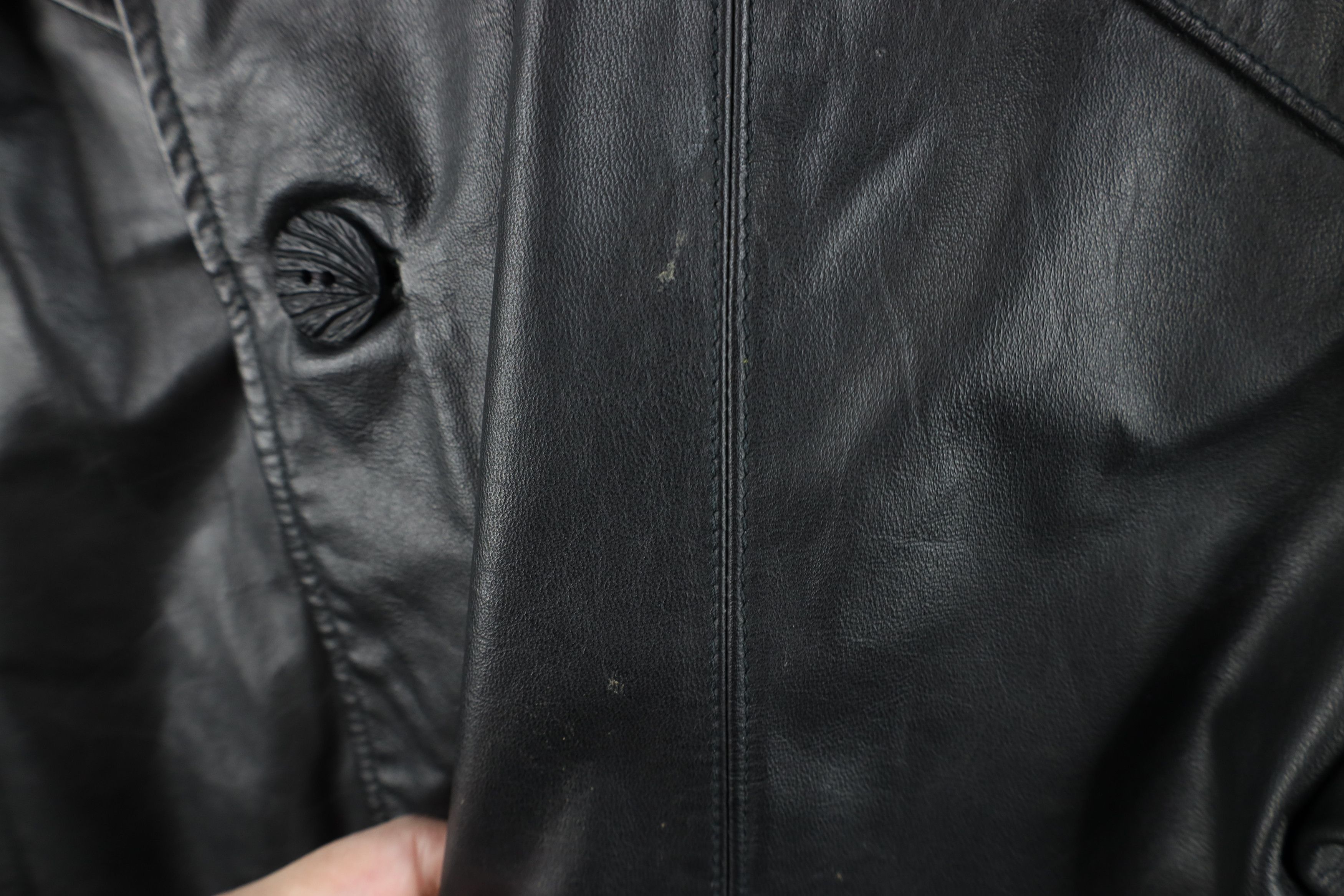 Vintage Vintage 70s Streetwear Button Leather Jacket Coat Black Size US XXL / EU 58 / 5 - 7 Thumbnail