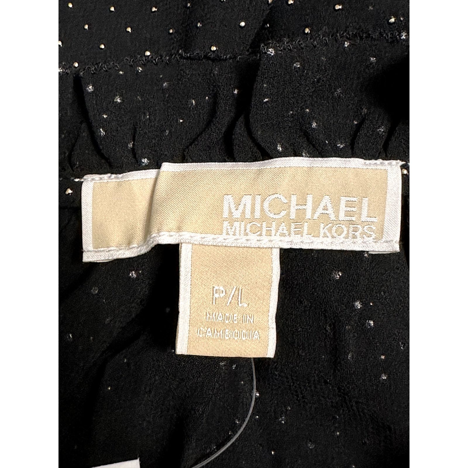 Michael Kors Michael Kors The Dewdrop Chiffon Sleeveless Top BlackGold PL Size L / US 10 / IT 46 - 9 Thumbnail