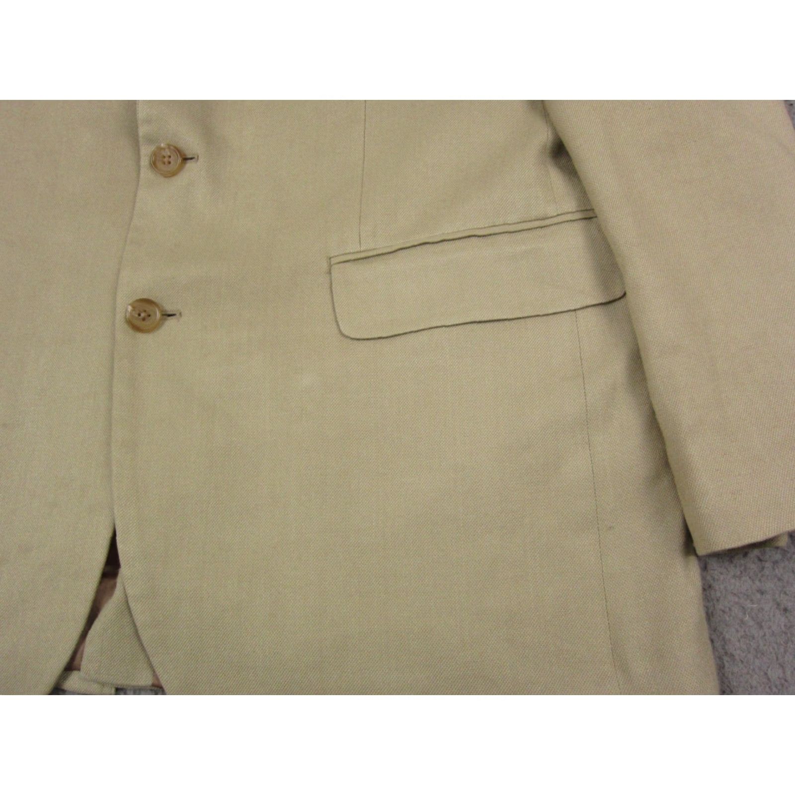 Ralph Lauren Ralph Lauren Jacket Blazer Mens 42 R Beige Silk Blazer Notch Lapel Single-Breasted 80s 90s Vintage (Used) Size 42R - 4 Thumbnail