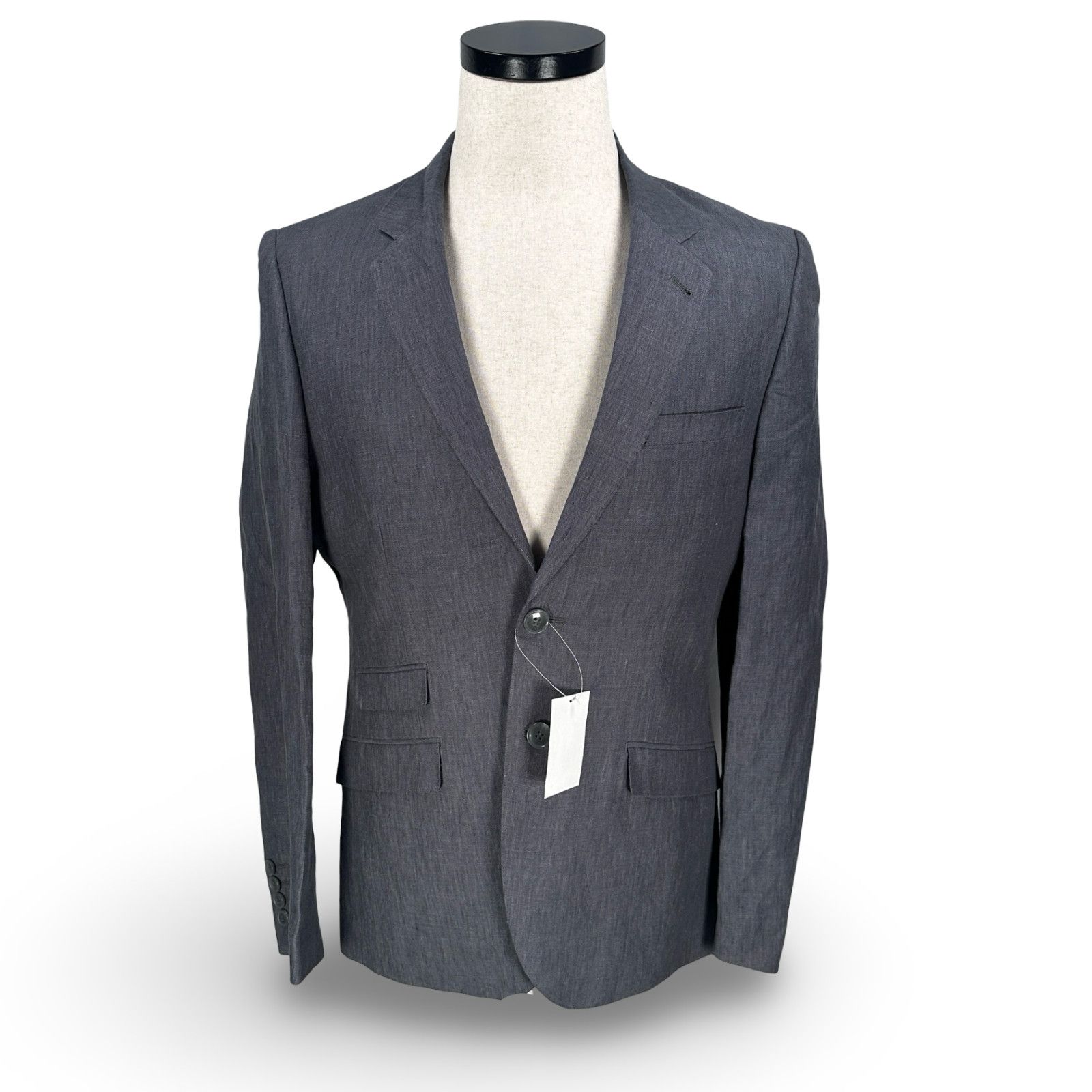 H&M H&M Blazer Jacket Mens US 36R Gray Linen Single Breasted New Size 36R - 1 Thumbnail