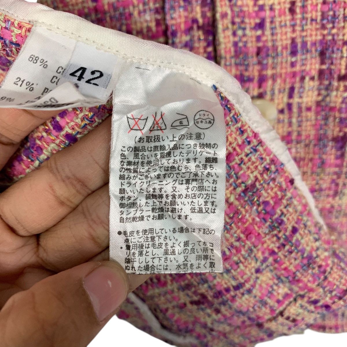 Vintage HERMILLE BOUTIQUE Pink Tweed Jacket #2747-C124 Size S / US 4 / IT 40 - 18 Thumbnail