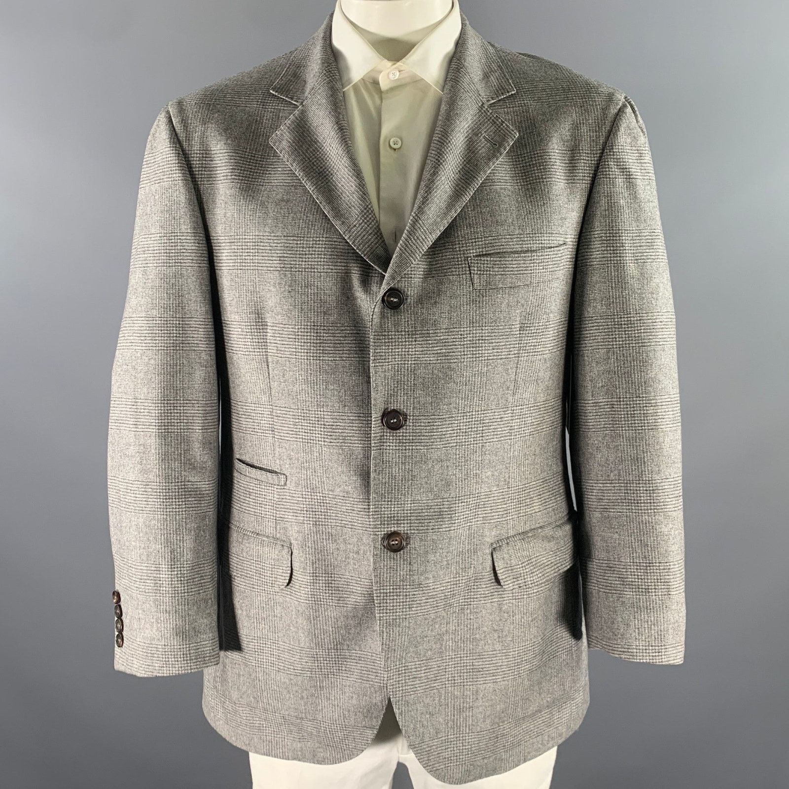 Brunello Cucinelli BRUNELLO CUCINELLI Size 46 Glen Check Cashmere Sport Coat Size 46R - 1 Thumbnail