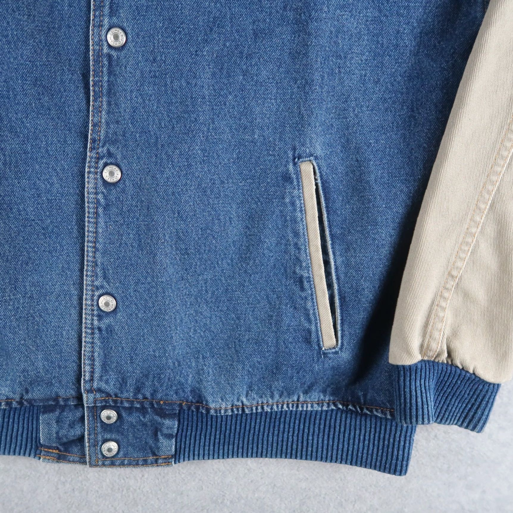 Denime VINTAGE 90s Cricket Denim Bomber Jacket Mens L Blue Canada 100% authenticity guarantee(Size L) Size US L / EU 52-54 / 3 - 7 Thumbnail