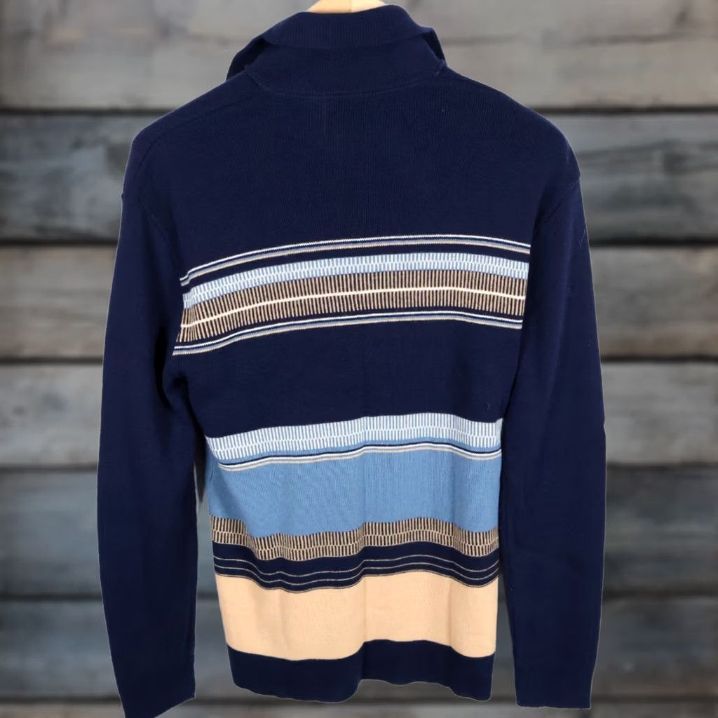 Vintage VINTAGE Drummond Sweater Stripe 1/4 Zip Dark Blue Knit Mens M XL Preppy Retro Pullover Size US M / EU 48-50 / 2 - 1 Thumbnail