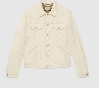 Gucci oc11z1025 Gg Jacquard Cotton Jacket In White Size US L / EU 52-54 / 3 - 2 Thumbnail