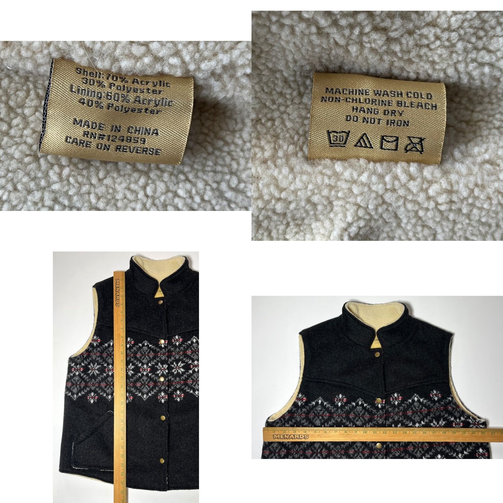 Vintage VINTAGE Upcountry By Du Monde Women's Snap-On Vest Shirt XL Black Pockets Size XL / US 12-14 / IT 48-50 - 8 Thumbnail