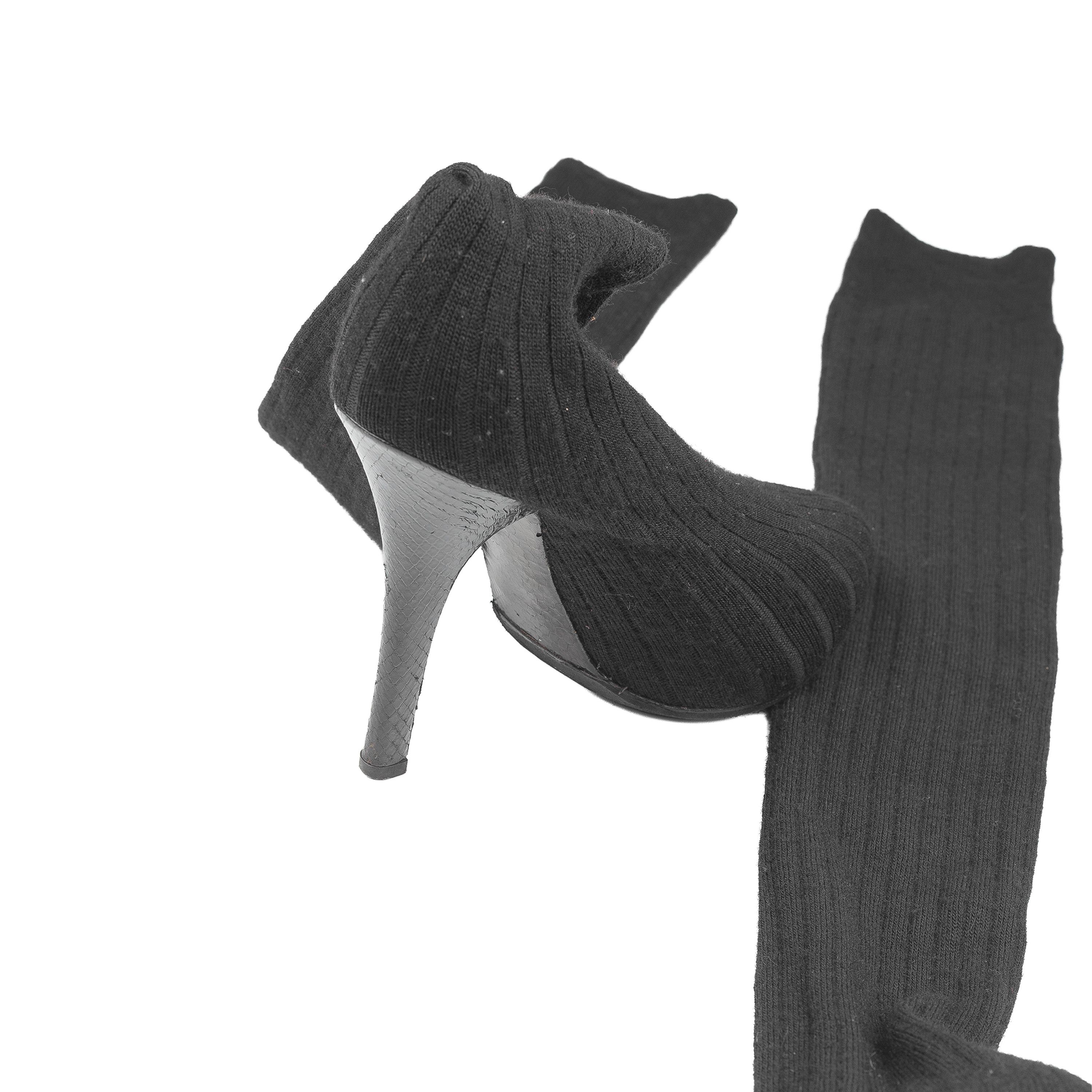 Dolce & Gabbana Dolce & Gabbana Vintage Over-the-Knee Black Wool Sock Boots Size US 6 / IT 36 - 3 Thumbnail