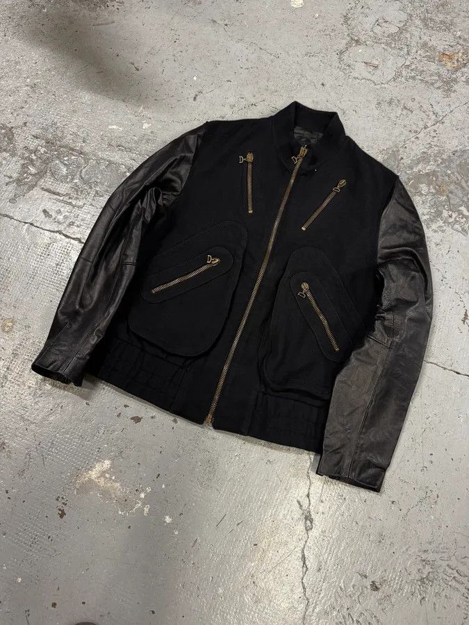 Just Cavalli 2000s Cavalli Black Wool & Leather Multi Zips Jacket Size US M / EU 48-50 / 2 - 3 Thumbnail