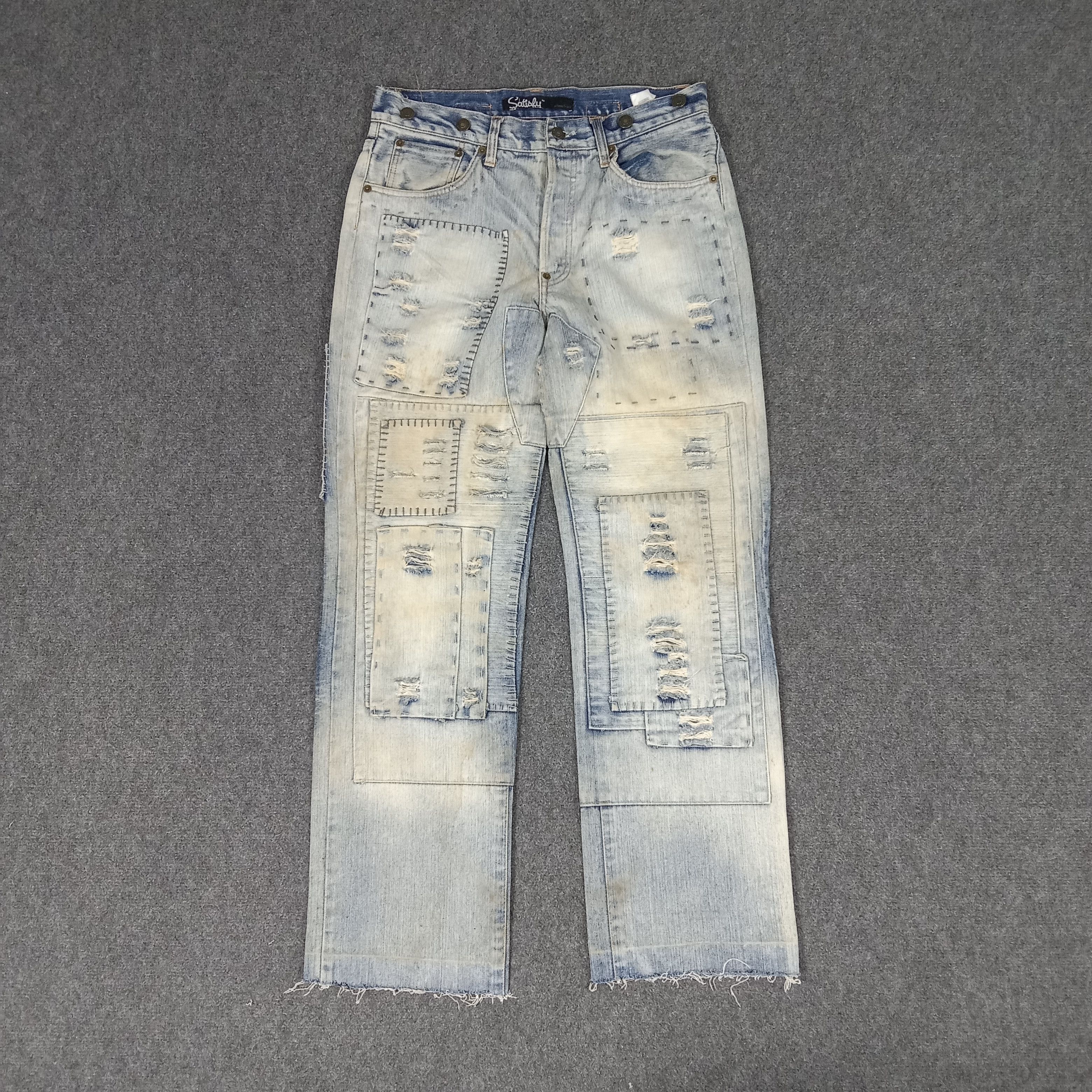 Vintage Satisfy Private Brand Distressed Patches Denim Jean Size US 30 / EU 46 - 1 Thumbnail