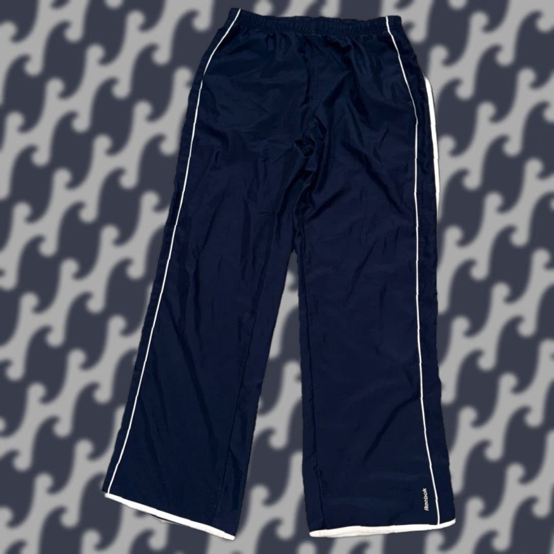 Reebok Reebok Navy Blue Polyester Elastic Waist Athletic Track Pants Striped XL Mens Regular Straight Pockets Gym & Training Size US 36 / EU 52 - 1 Thumbnail
