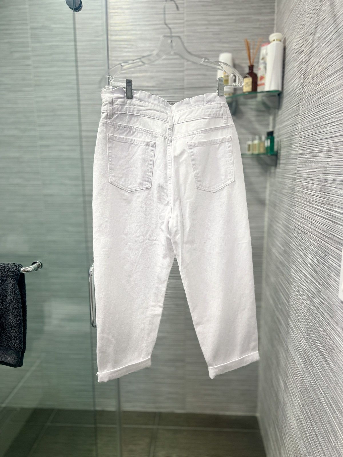 Shein SHEIN White Relaxed Fit Cuffed Pants Size L High Waist Size 32" / US 10 / IT 46 - 2 Thumbnail