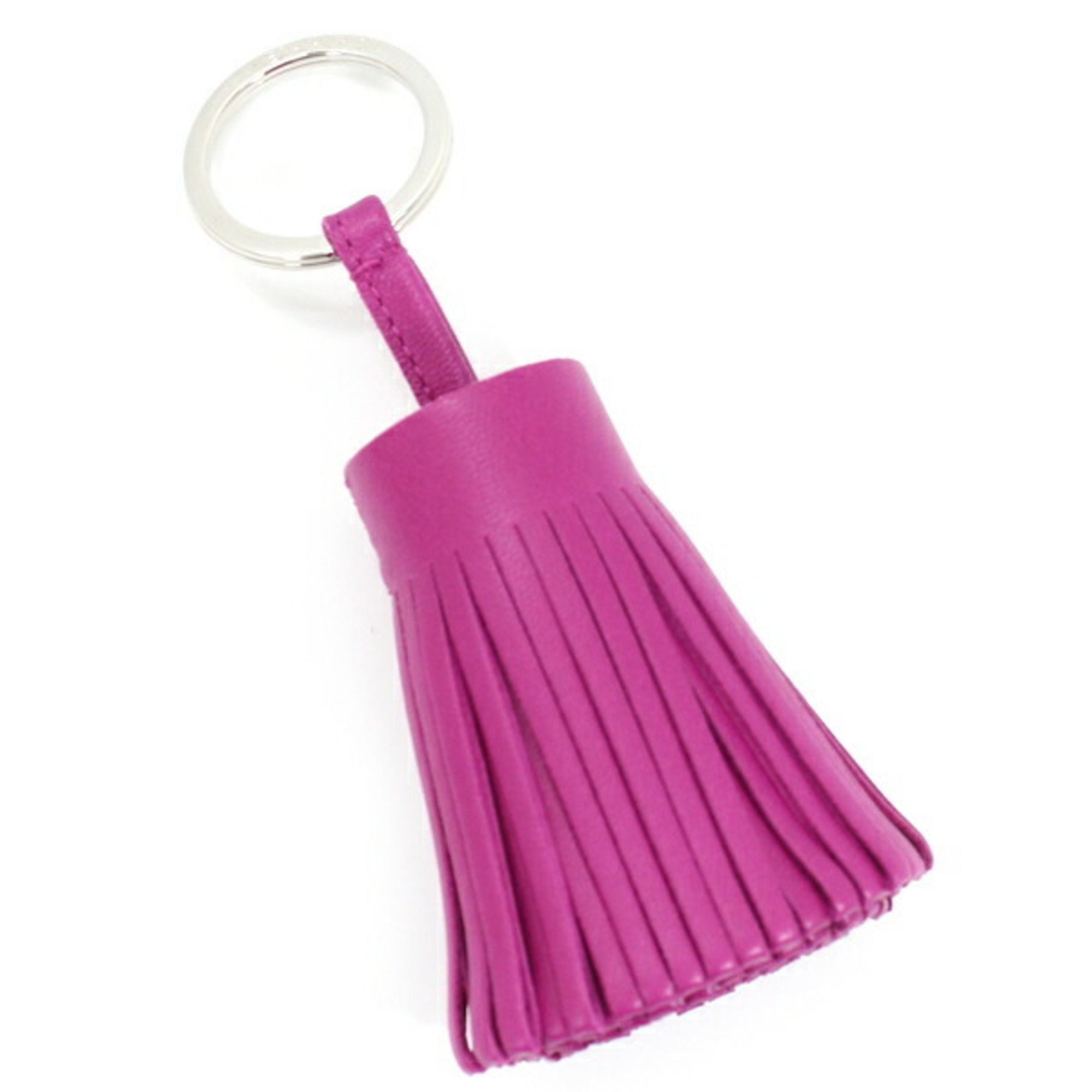 image of Hermes Keychain Bag Charm Carmen Lambskin Rose Purple Tassel Keyring Hermes T4165, Women's