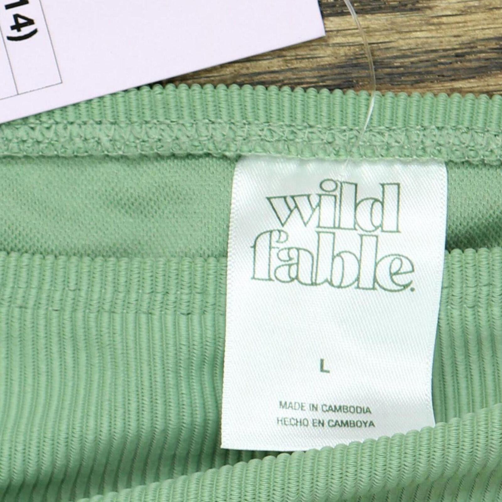 Designer NWT Wild Fable Cheeky Bikini Bottom PID-45PM77 M Sage Green Size ONE SIZE - 4 Thumbnail