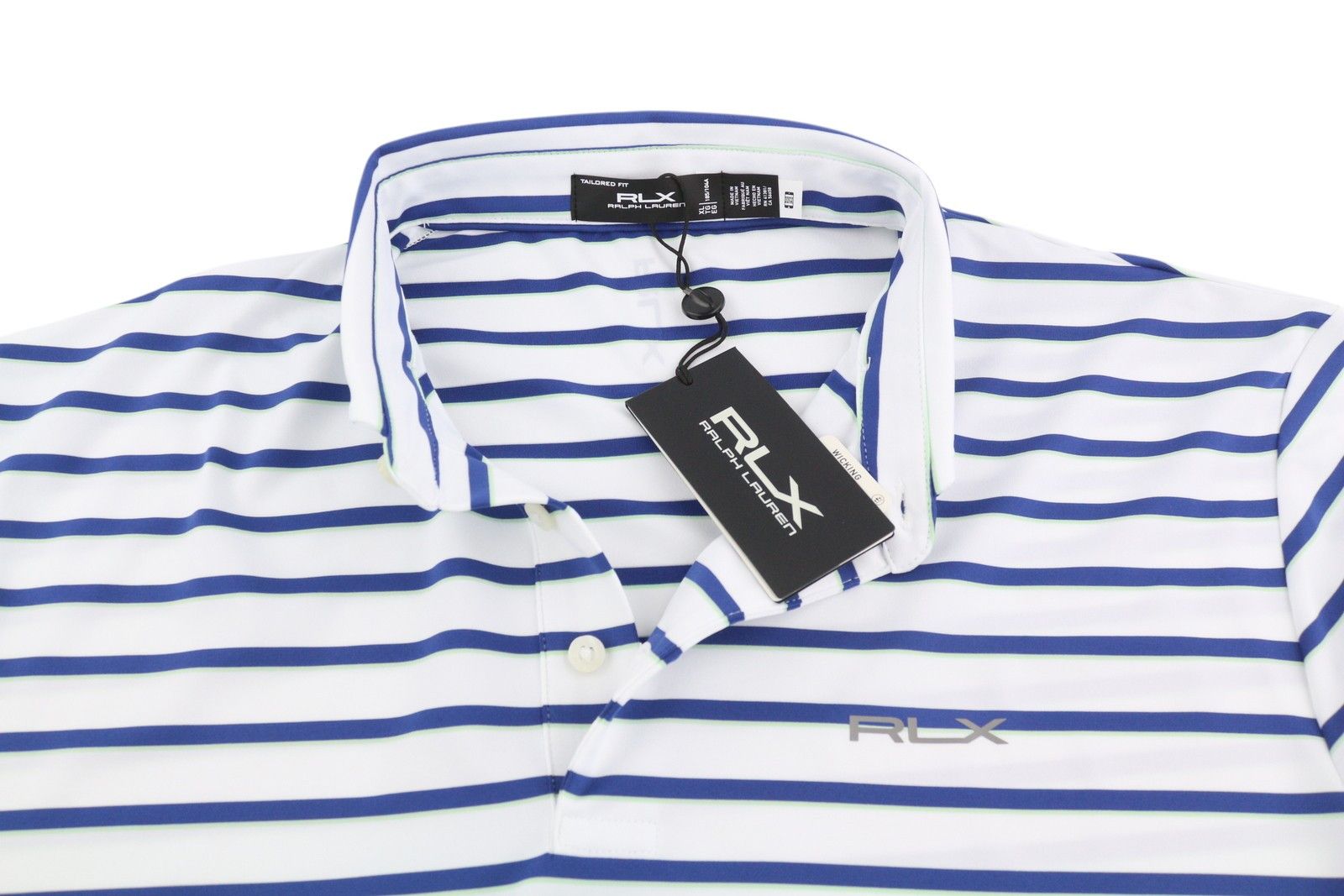 RLX Ralph Lauren GOLF XL White Striped Polo Tee 84553 Size US XL / EU 56 / 4 - 4 Thumbnail