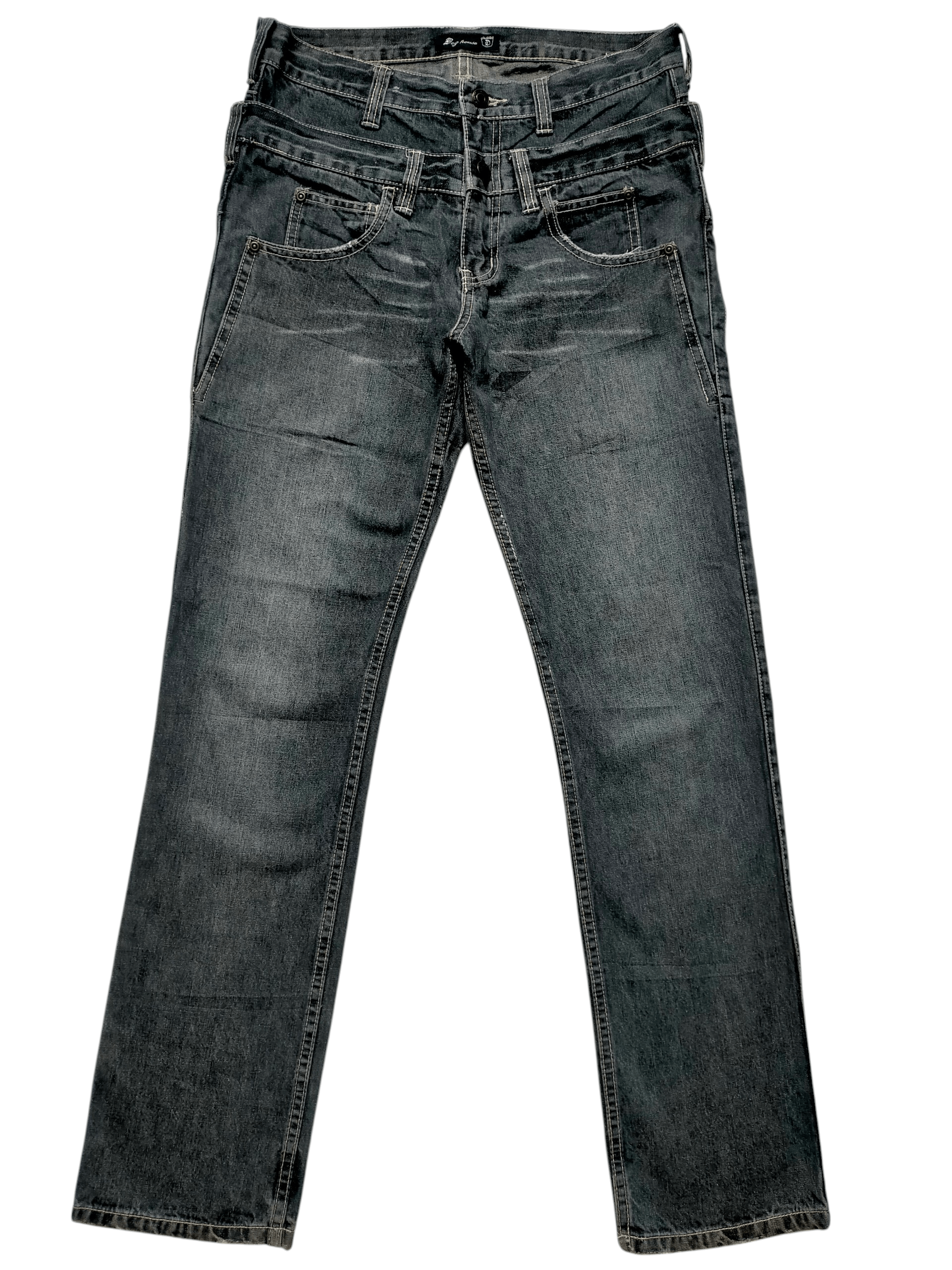 Le Grande Bleu (L.G.B.) 🔥Rare Dog House Double Waist Buckleback Black jeans Size US 32 / EU 48 - 3 Thumbnail