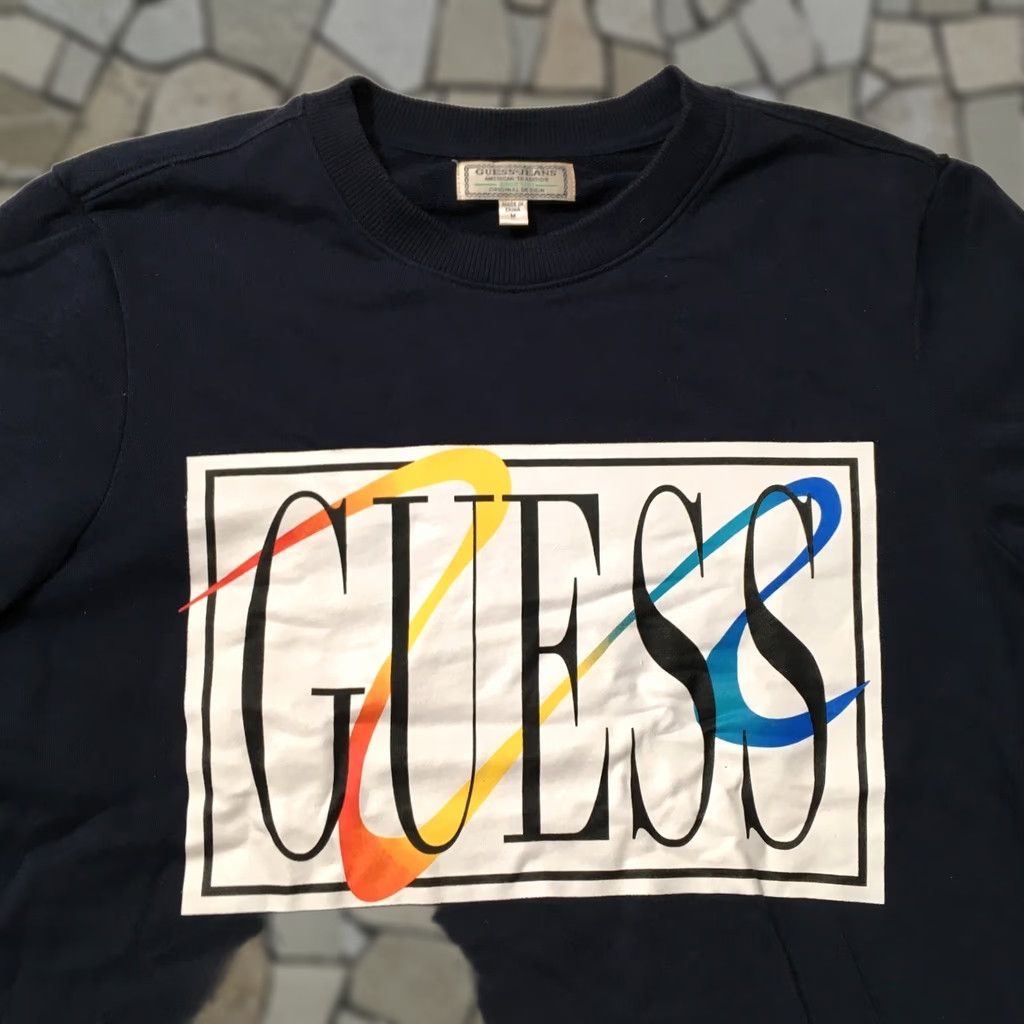 Guess GUESS Sweatshirt Mens Large Blue Logo Pullover Long Sleeve Crew Neck Knit Size US L / EU 52-54 / 3 - 1 Thumbnail