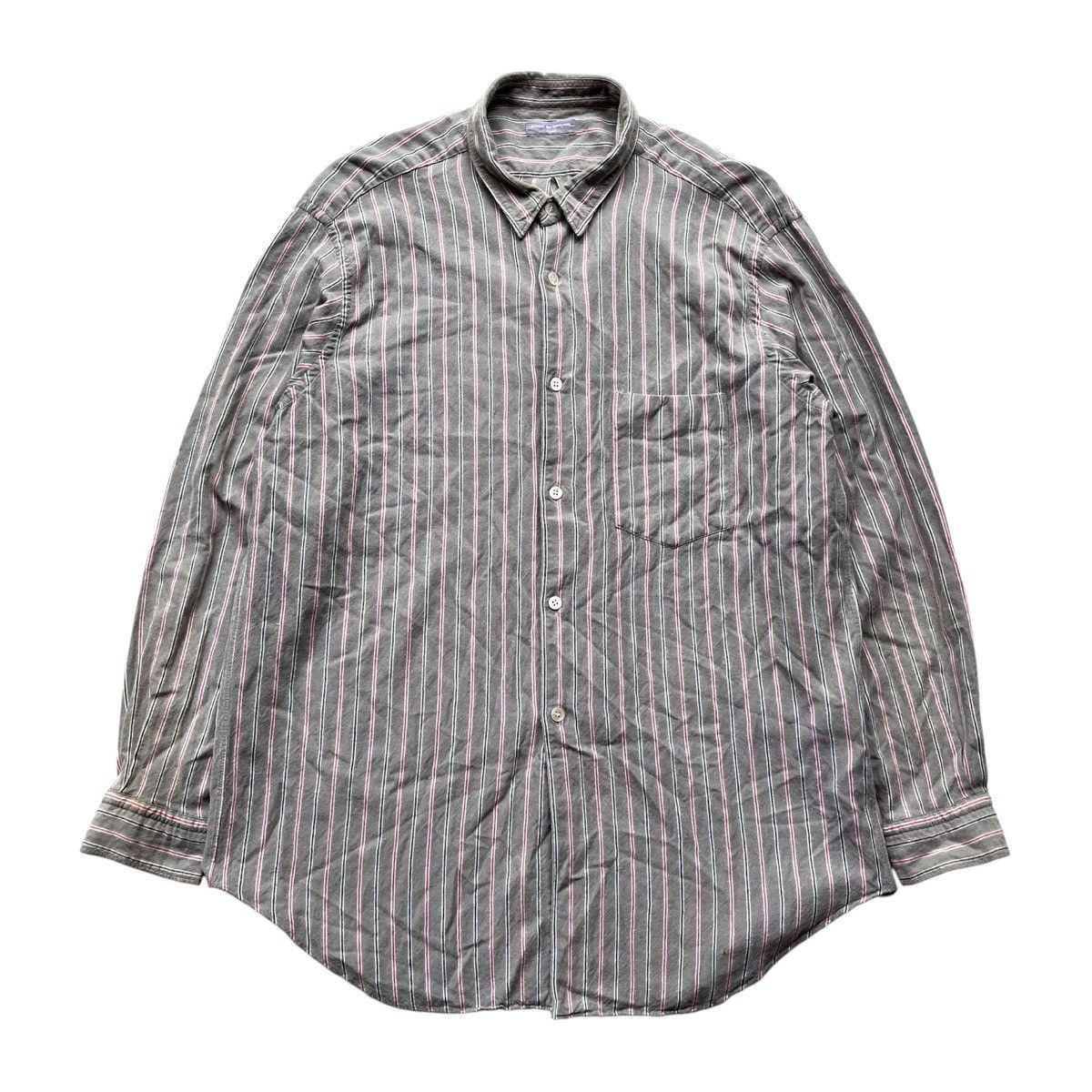 Comme des Garcons × Comme des Garcons Homme × Junya Watanabe 🇯🇵 Vintage Comme des Garcons Homme Stripe Plaid LongShirt Size US M / EU 48-50 / 2 - 1 Thumbnail