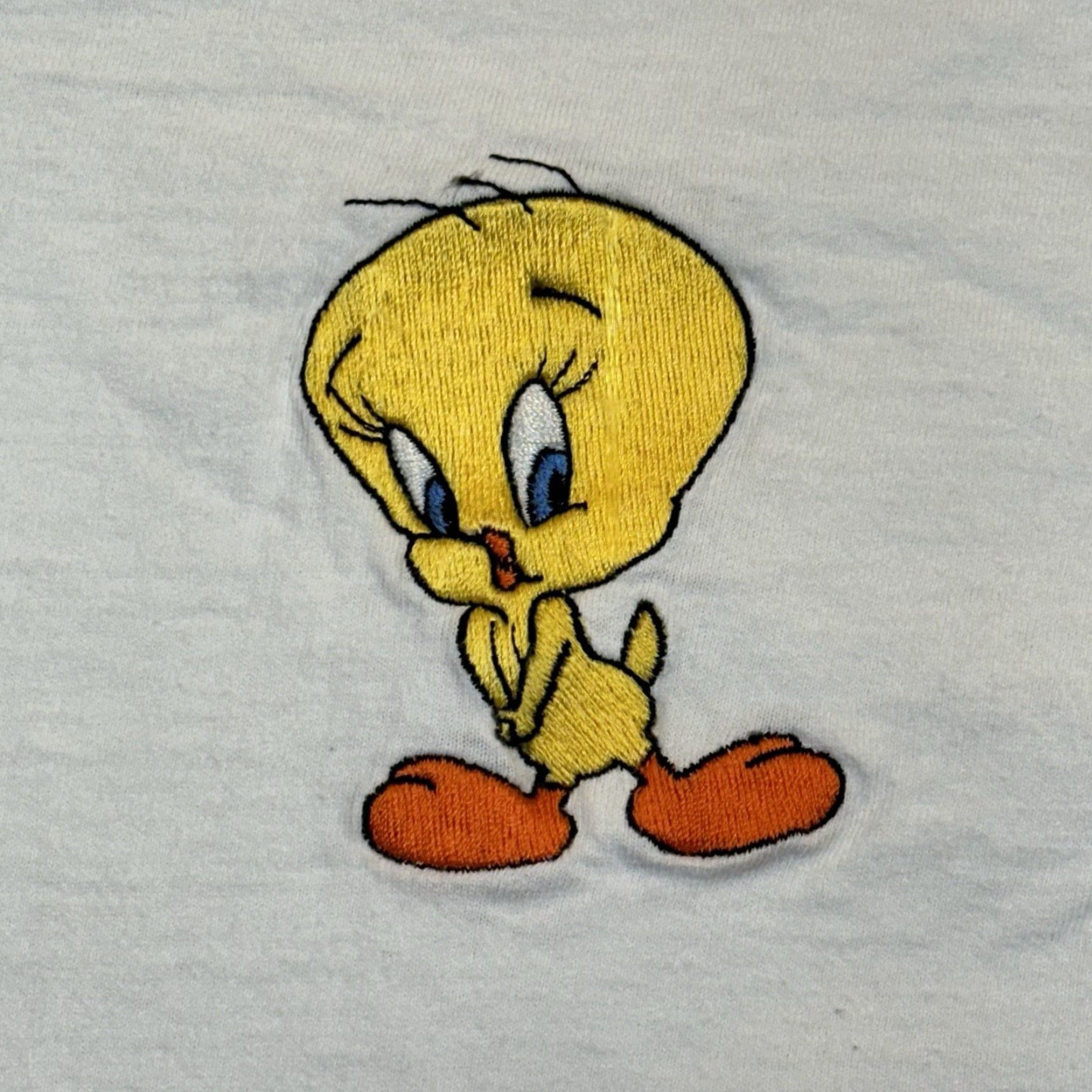 Vintage VINTAGE Too Cute Guetta Brothers Tee - Tweety Bird Men's Large Cotton Embroidered Crew Neck T-Shirt USA Made 90s Cartoon Bird Shirt Mens L White Size US L / EU 52-54 / 3 - 4 Thumbnail