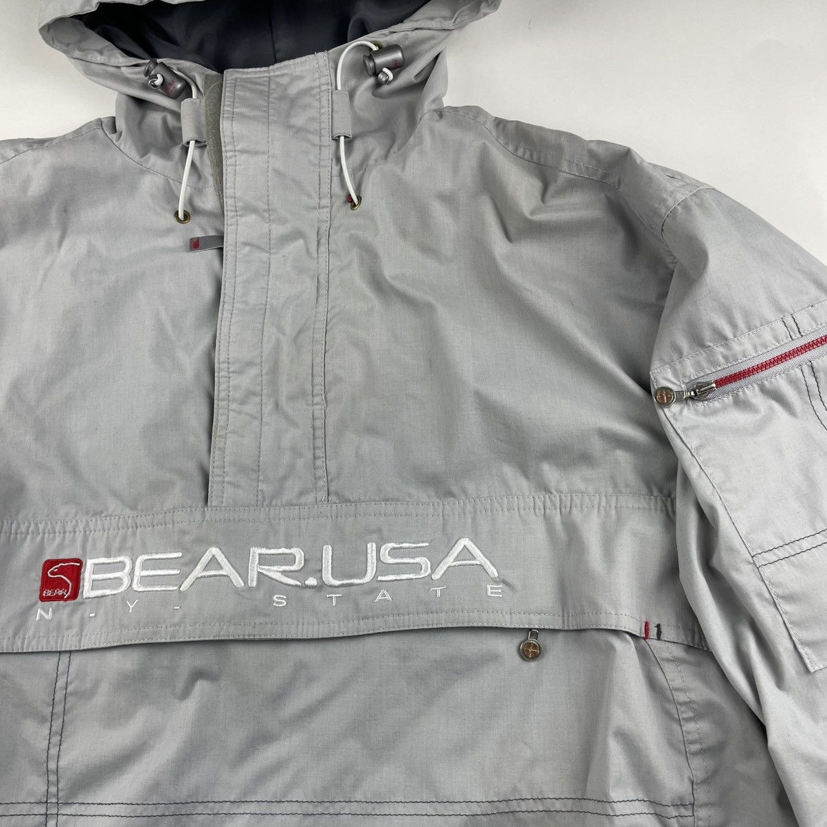 Other Y2K Bear Usa NY State Anorak Jacket Pullover Grey Mens S/M Size US S / EU 44-46 / 1 - 5 Thumbnail
