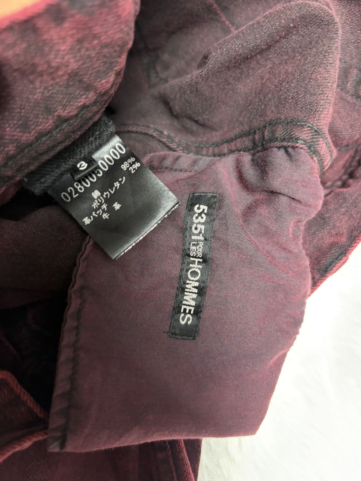 If Six Was Nine Rare 5351 Pour Les Hommes wine clawmark skinny slim jeans Size US 33 - 3 Thumbnail
