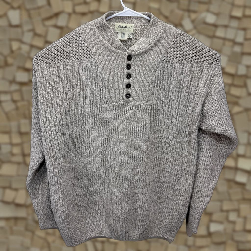 Eddie Bauer VINTAGE Eddie Bauer Cable-Knit Sweater Men’s Large Tall Beige 90s Outdoor Pullover Size US L / EU 52-54 / 3 - 1 Thumbnail