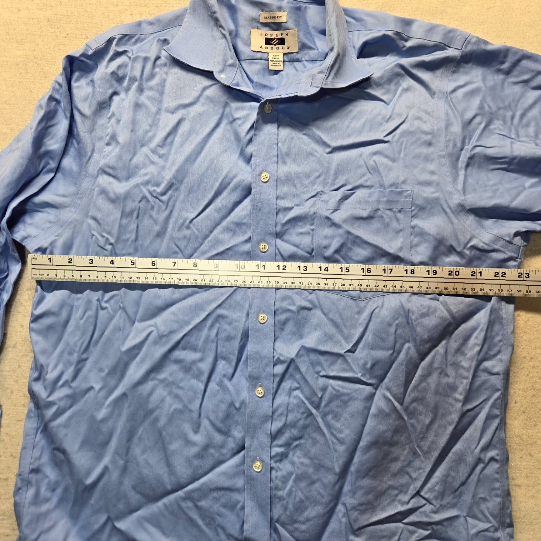 Joseph Abboud Joseph Abboud Shirt Solid Blue Long Sleeve Button Up Adult Men's 16.5 32/33 Vintage No 100% Cotton Classic Pockets Button-Down Collar Mens Size US XL / EU 56 / 4 - 3 Thumbnail