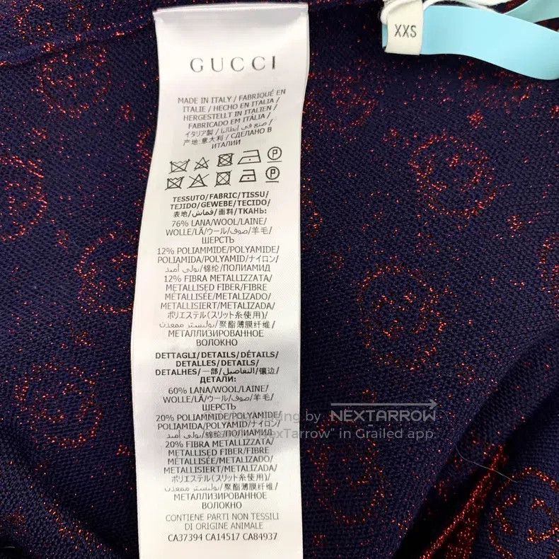 Gucci Gucci Dark blue logo jacquad full-printed wool V-neck sing Size XXS / US 00 / IT 34 - 6 Thumbnail