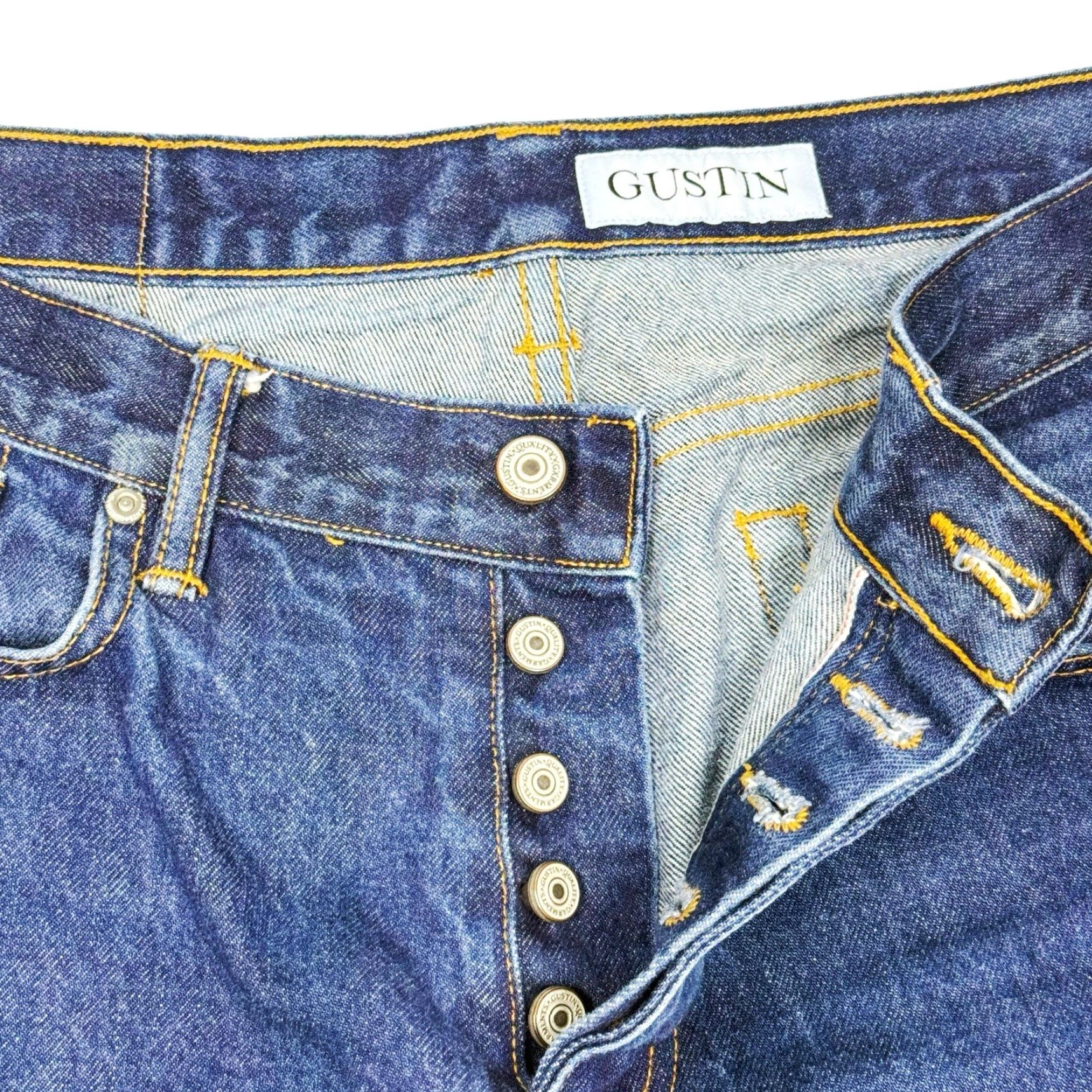 Gustin VINTAGE Gustin Jeans USA Straight 36 x 28 Men's Blue Denim 5-Pocket Cotton Regular Button 1990s Size US 36 / EU 52 - 5 Thumbnail