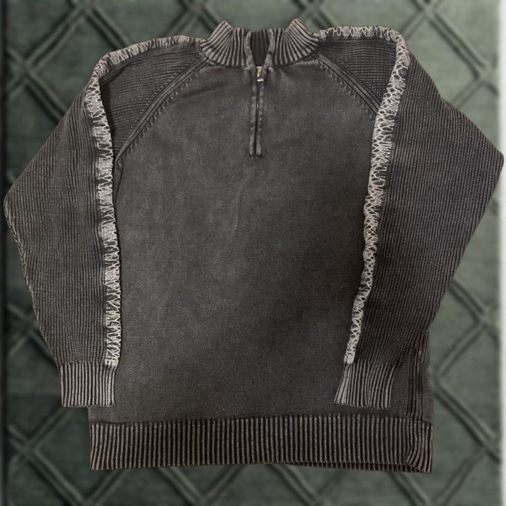 Vintage Buckle Buckle BKE Men's XL Athletic Fit Pullover Sweater 1/4 Zip Black Knit Cotton Casual Mens Size US XL / EU 56 / 4 - 1 Thumbnail