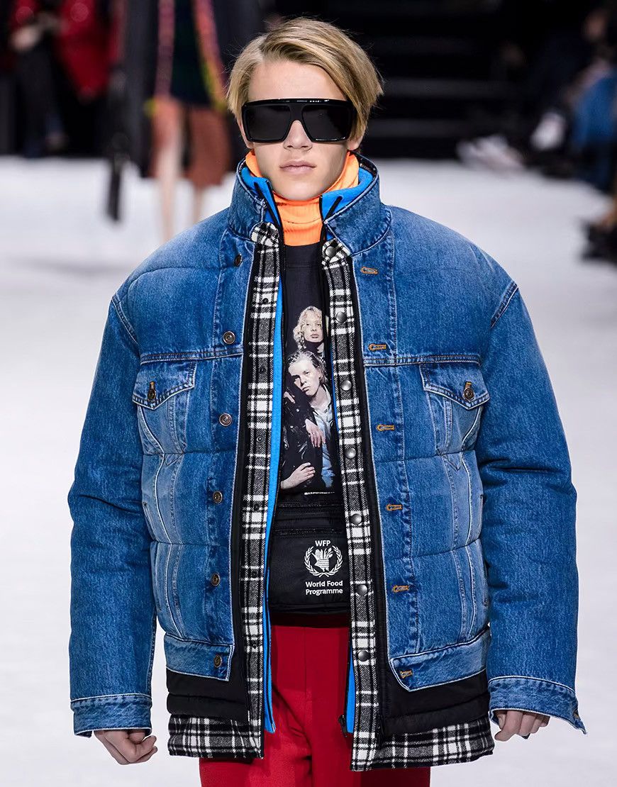 image of Balenciaga Triple Layer Denim Jacket Size 48 in Blue, Men's