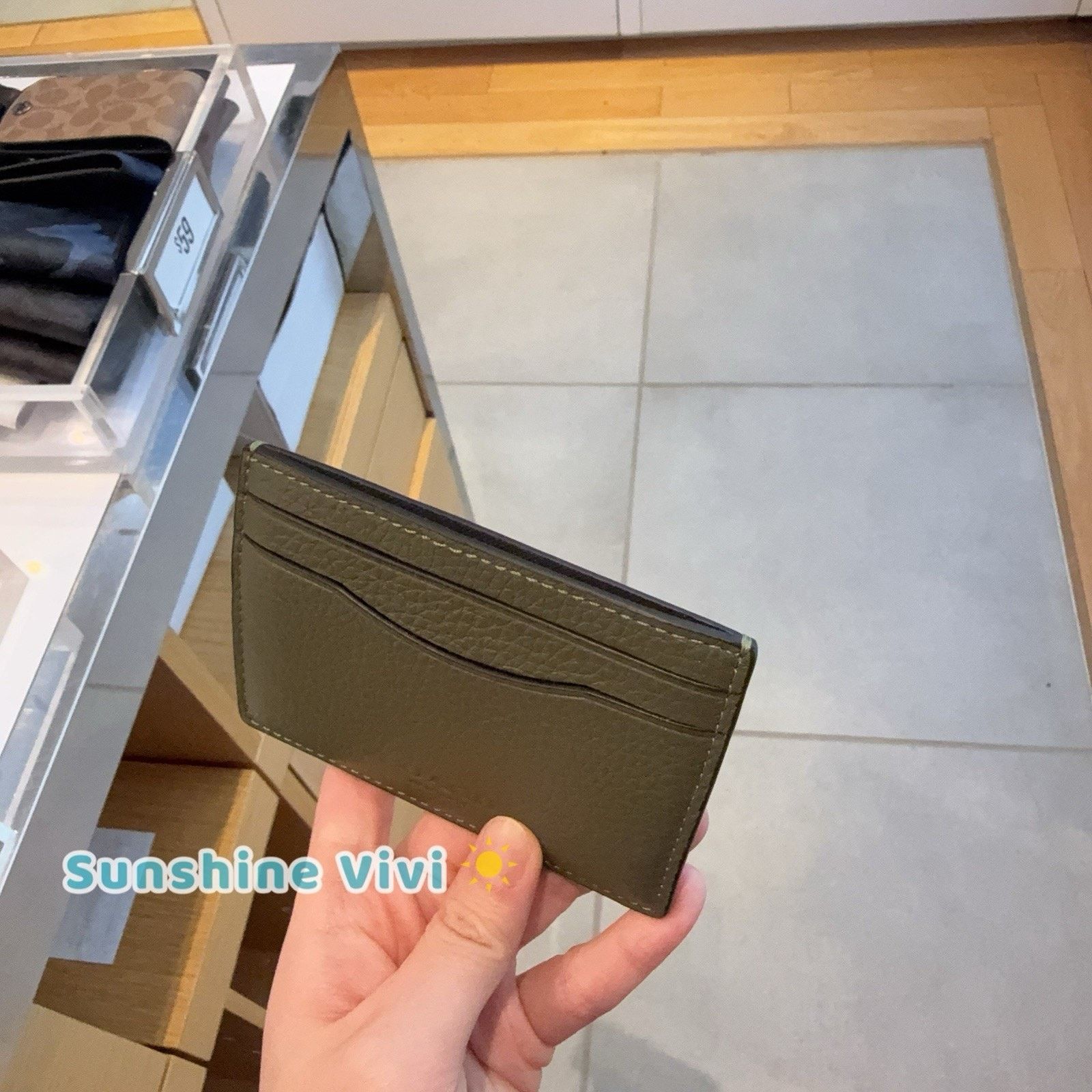 Coach NWT Coach Card Case Money Clip Leather CCF97 Silver/Olive Size ONE SIZE - 3 Thumbnail
