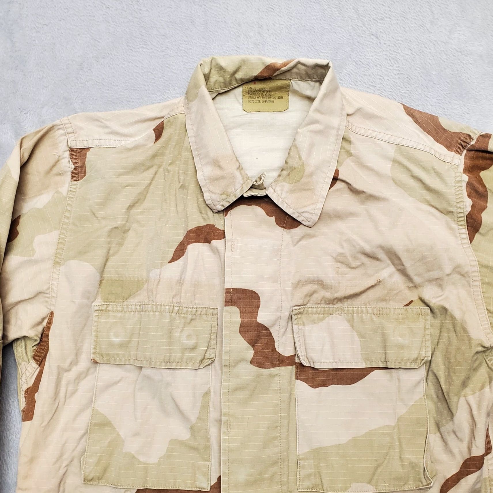 Vintage Desert Camo Coat Mens Small Reg Brown Tan Camouflage Jacket Outdoor Combat Shirt Jacket Size US S / EU 44-46 / 1 - 3 Thumbnail
