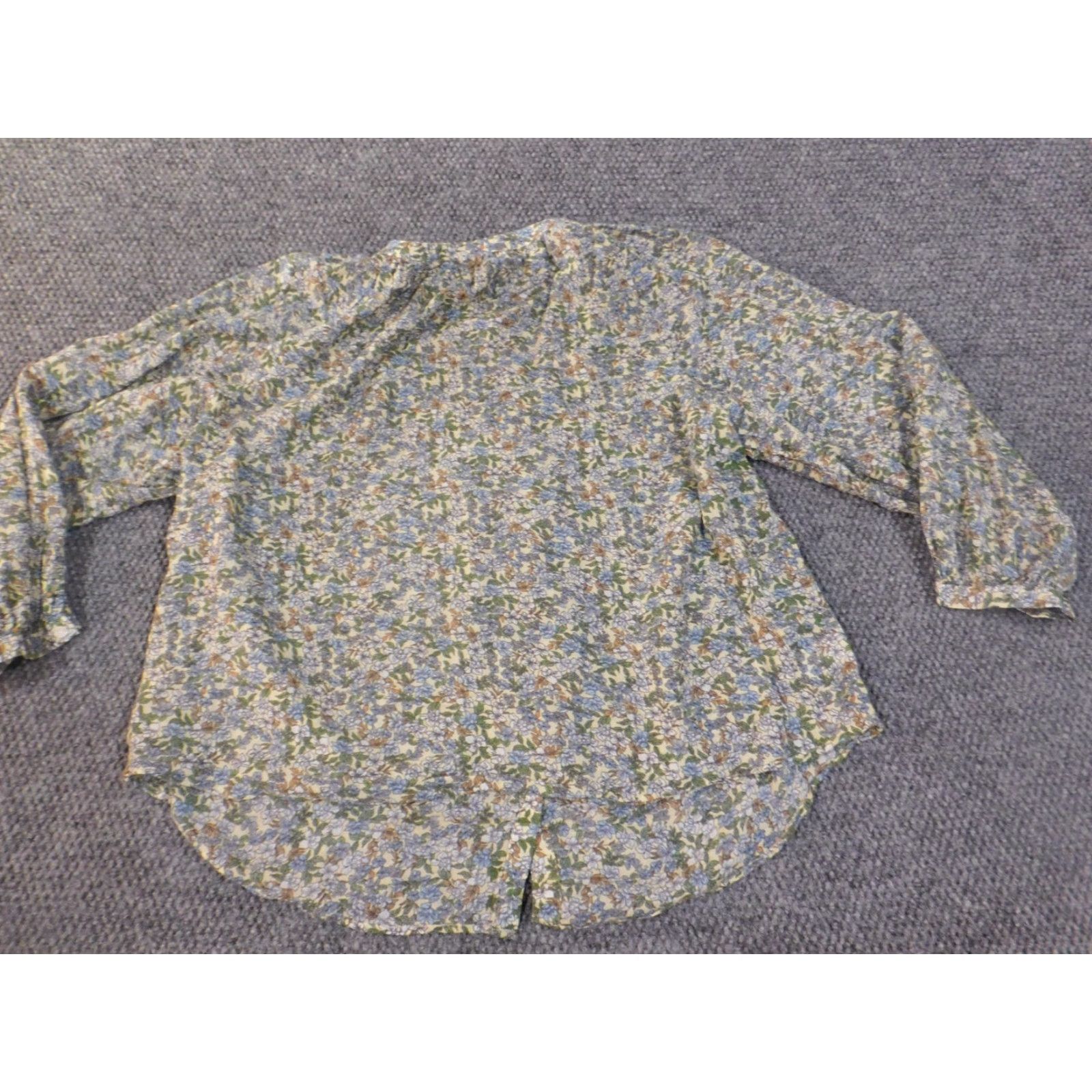 Vintage Ann Taylor Top Large Green Floral Button Up Womens Regular L Cotton Rayon Woven Button-Up Casual Shirt Women Fashion Green Floral 90s? Size L / US 10 / IT 46 - 6 Thumbnail