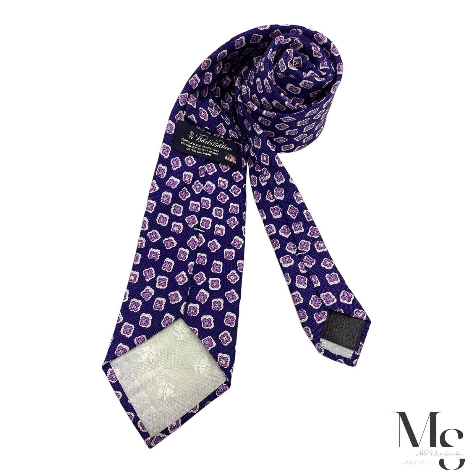 Brooks Brothers BROOKS BROTHERS XL Purple Floral Silk Tie Made In USA W: 3.2 Size ONE SIZE - 2 Thumbnail