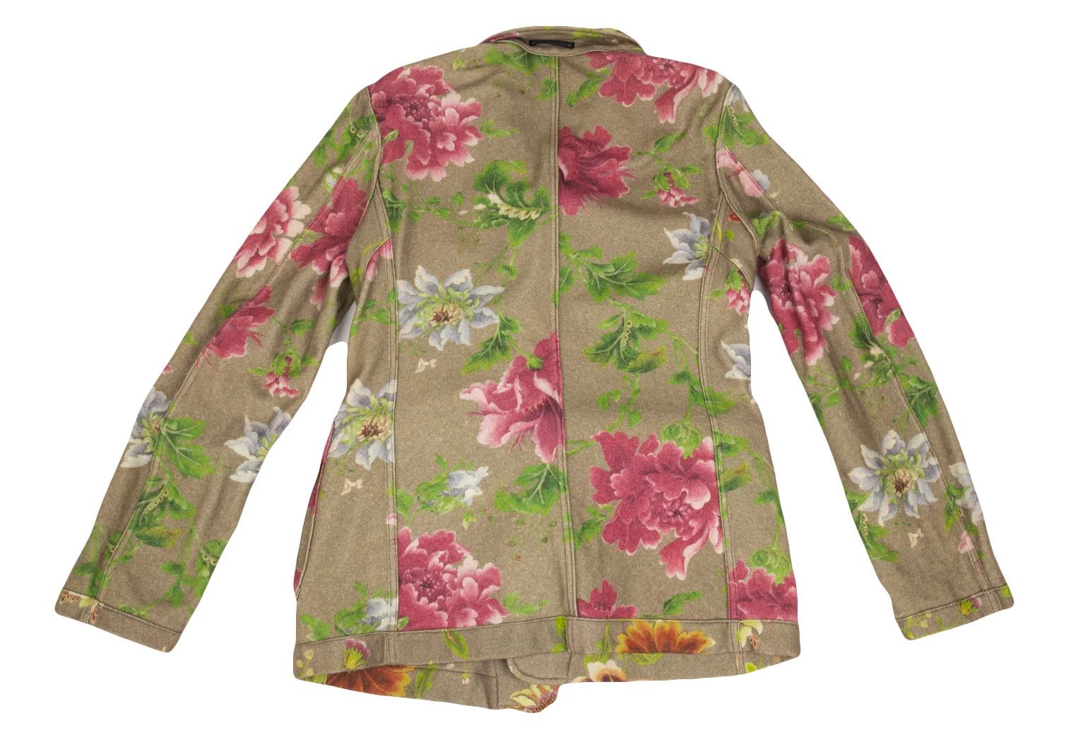 Jean Paul Gaultier Wool Floral Print Reversible Jacket in Khaki Multi Size US M / EU 48-50 / 2 - 14 Thumbnail