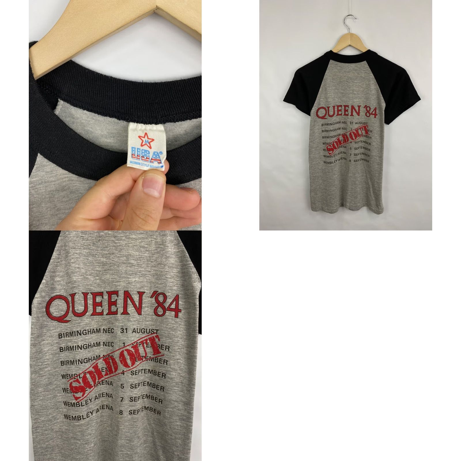 Vintage VINTAGE Queen Freddie Mercury Rare T-Shirt Retro Hype Gray M Men Short Sleeve 1984 80s Concert Shirt Mens Size US M / EU 48-50 / 2 - 8 Thumbnail