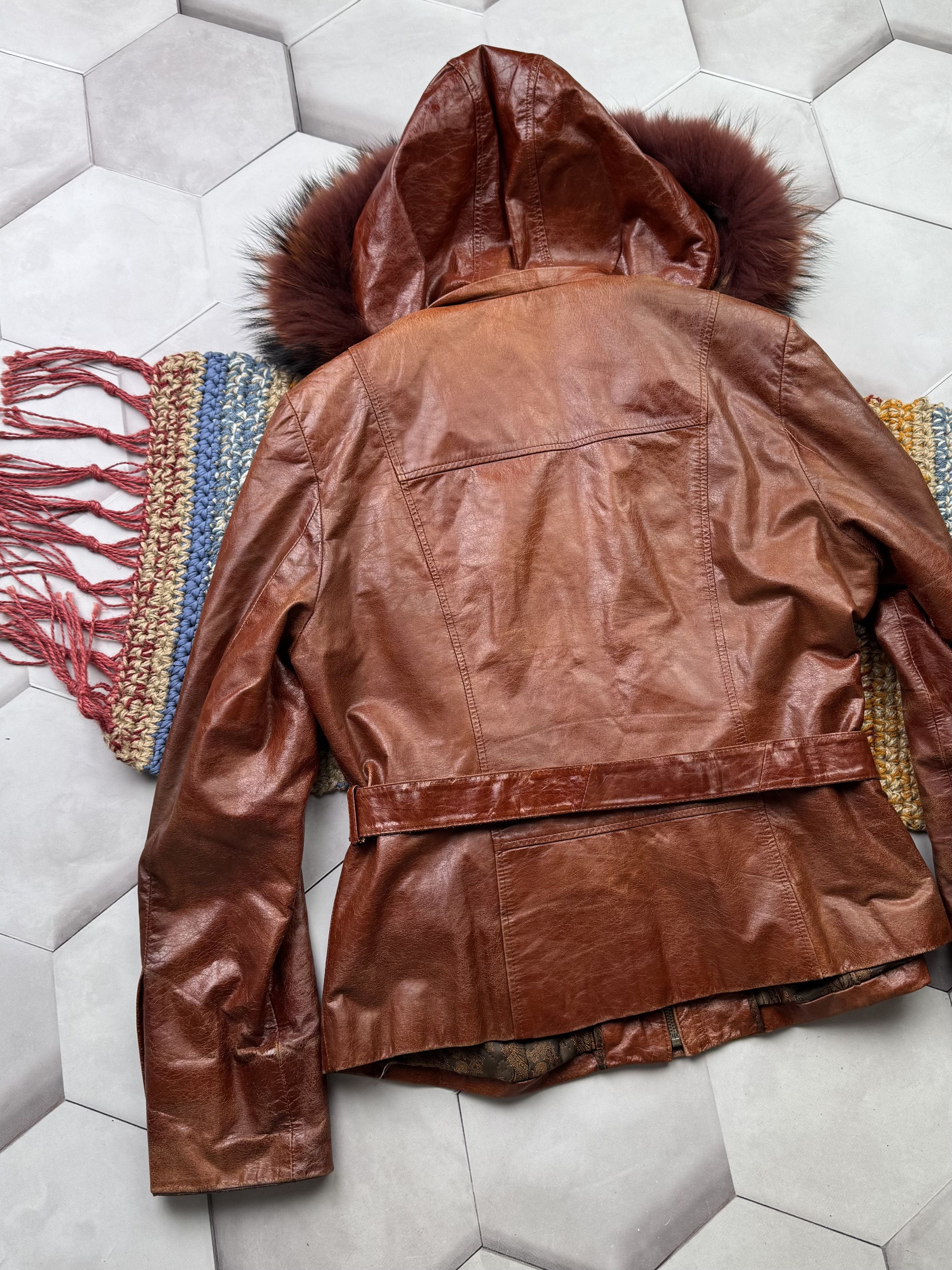 Vintage Vintage Hooded Leather Jacket (E4) Size US S / EU 44-46 / 1 - 11 Thumbnail