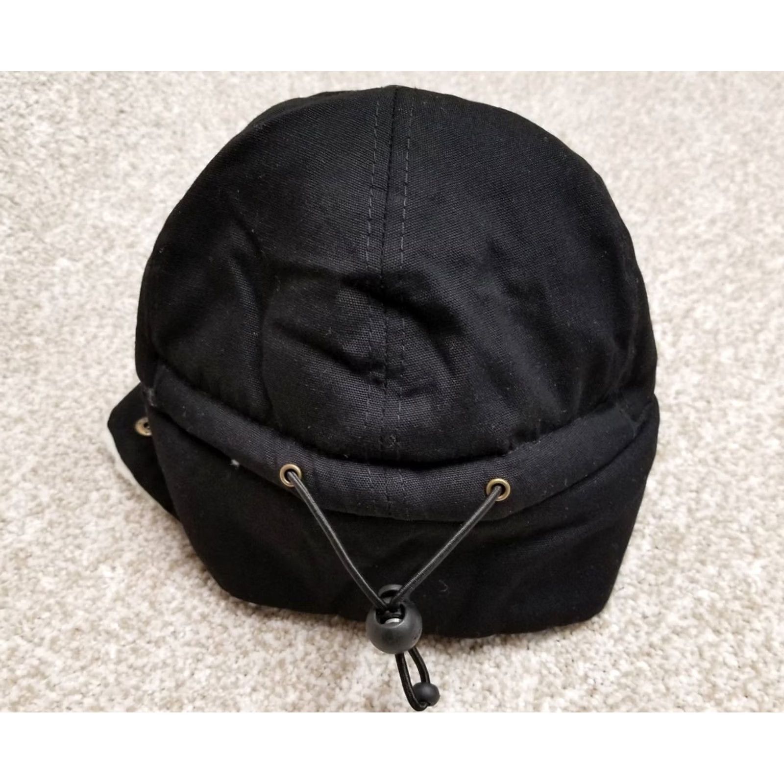 Vintage Trapper Hat Black Sherpa Lined Ear Flap Elmer Fudd Cap Adjustable Outdoors Unisex Adults Winter Canvas Cotton Polyester Hat Size ONE SIZE - 8 Thumbnail