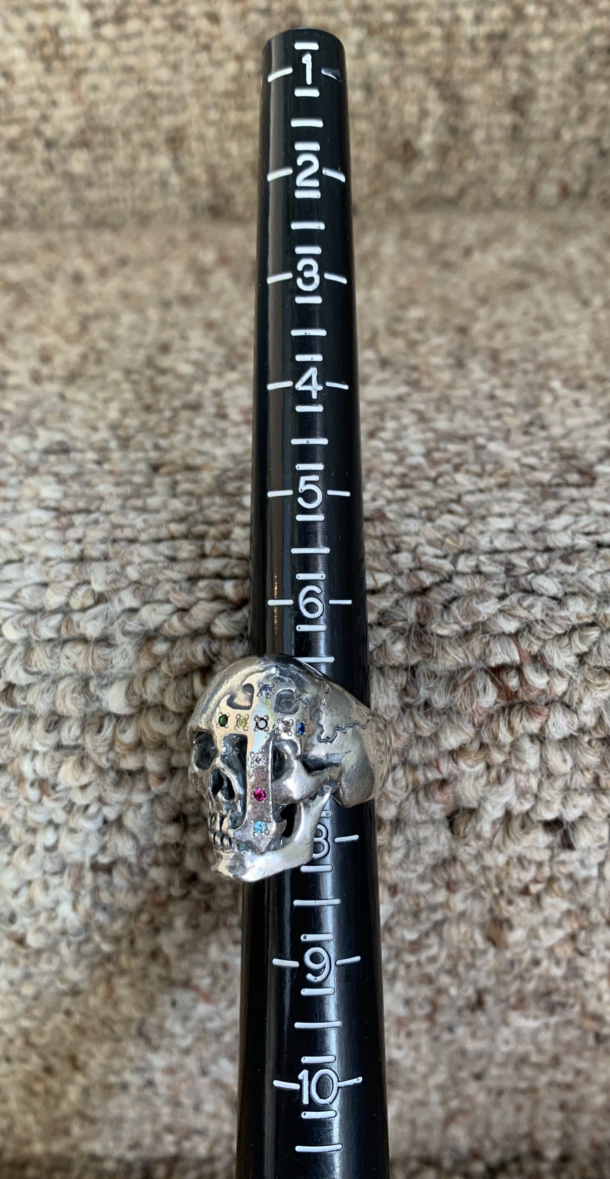Number (N)ine SS05 "Nightcrawler" Bejeweled Silver Skull Ring Size ONE SIZE - 9 Thumbnail