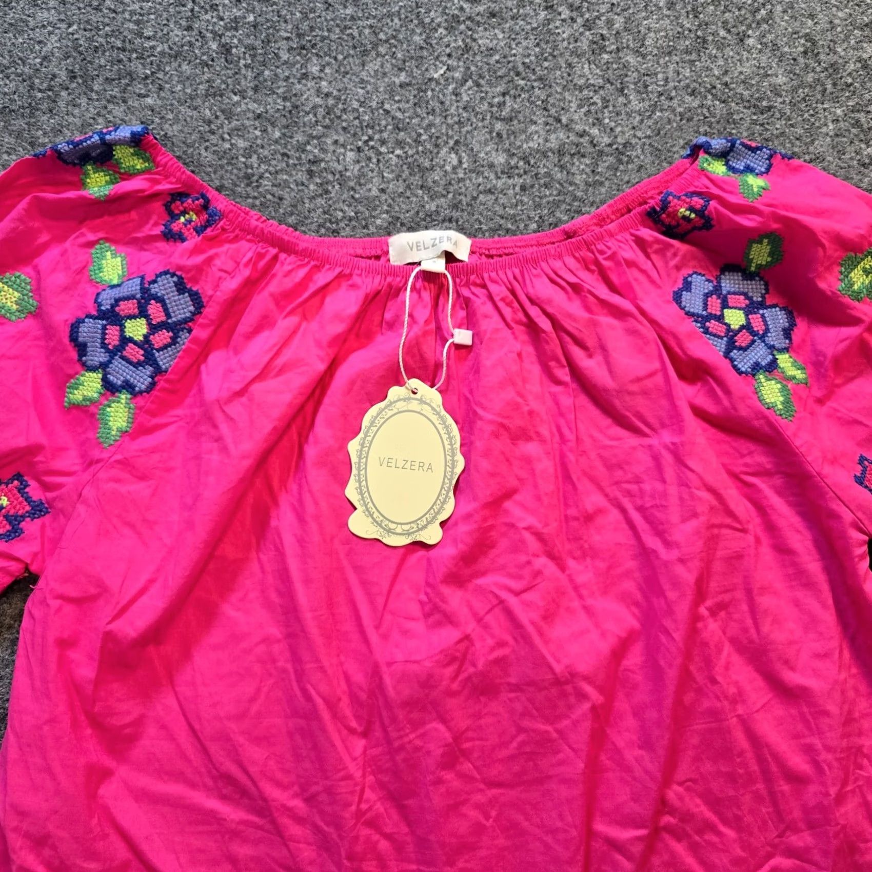 Pinko Velzera Dress Women Size Small Pink Embroidered Fringe Off Shoulder Beach Casual - Womens Fashion Size S / US 4 / IT 40 - 2 Thumbnail