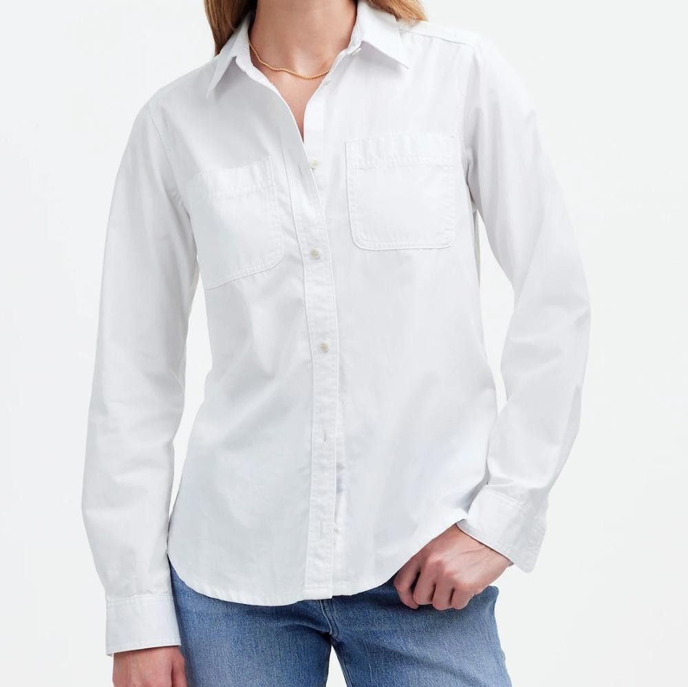 Madewell Madewell Denim Button-Up Shirt in Eyelet White Size XS / US 0-2 / IT 36-38 - 1 Thumbnail