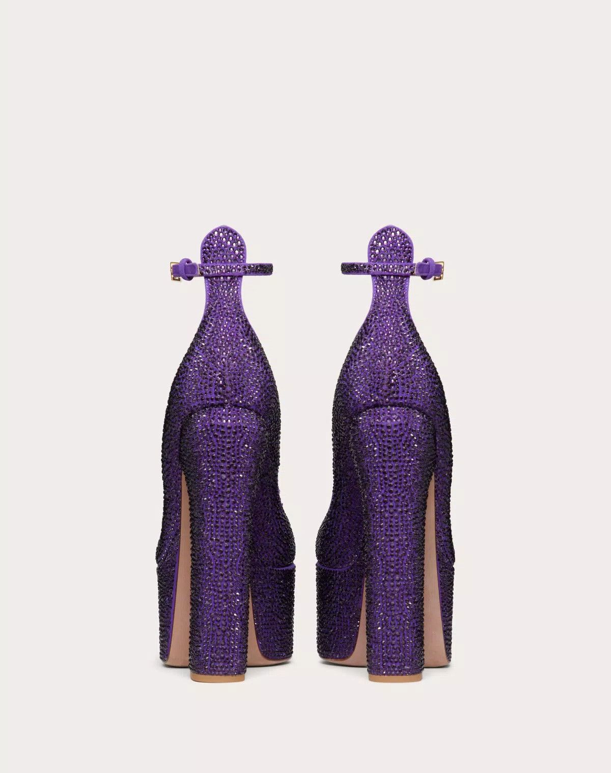 Valentino o1s1wg111125 Tan-Go Pumps Sandals With Crystals in Purple Size US 5.5 / IT 35.5 - 3 Thumbnail