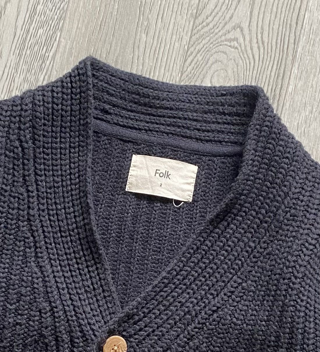 Folk × Japanese Brand Mens Vintage Folk Cardigan navy size 2 M luxury knitwear Size US M / EU 48-50 / 2 - 2 Thumbnail