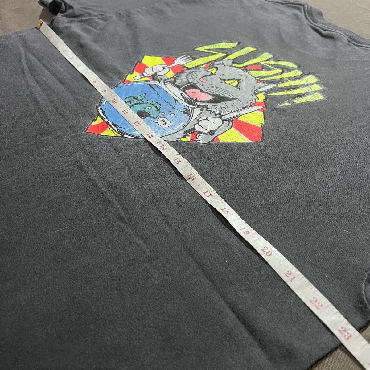 Vintage Vtg 90s SUSHI cat humor funny Tee Faded graphic streetwear Size US XL / EU 56 / 4 - 8 Thumbnail