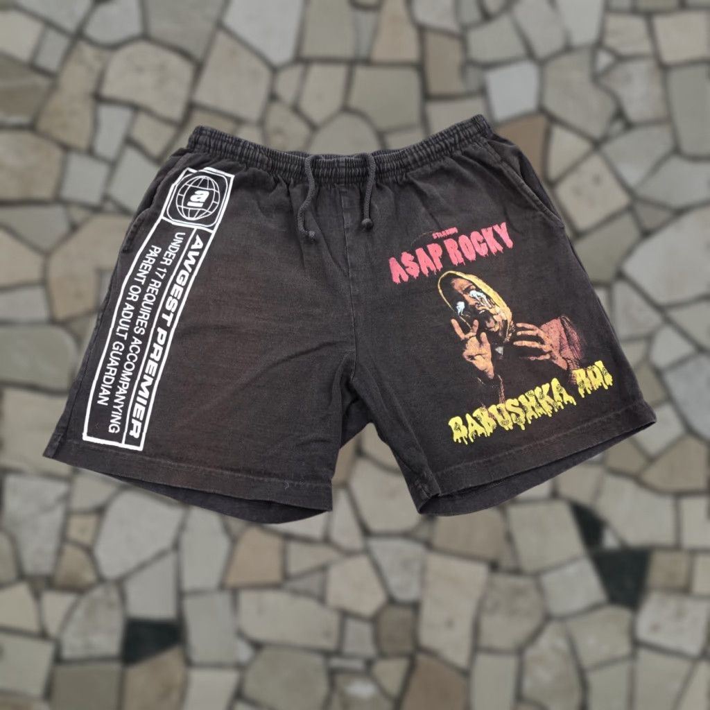 AWGE ASAP Rocky Shorts Mens M Black AWGE Sweat Joggers Babushka Boi Hip Hop Rap Size US 31 - 1 Thumbnail