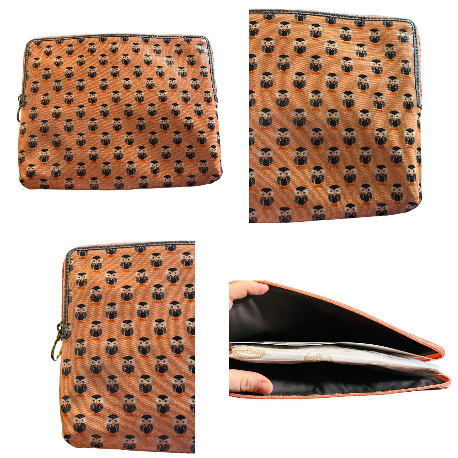 Fossil Fossil KeyPer Shopper Owls Coated Canvas Tablet Sleeve NWT Women's Dusty Rose Pink Canvas Envelope Wallet Zip-Around Size L / US 10 / IT 46 - 8 Thumbnail