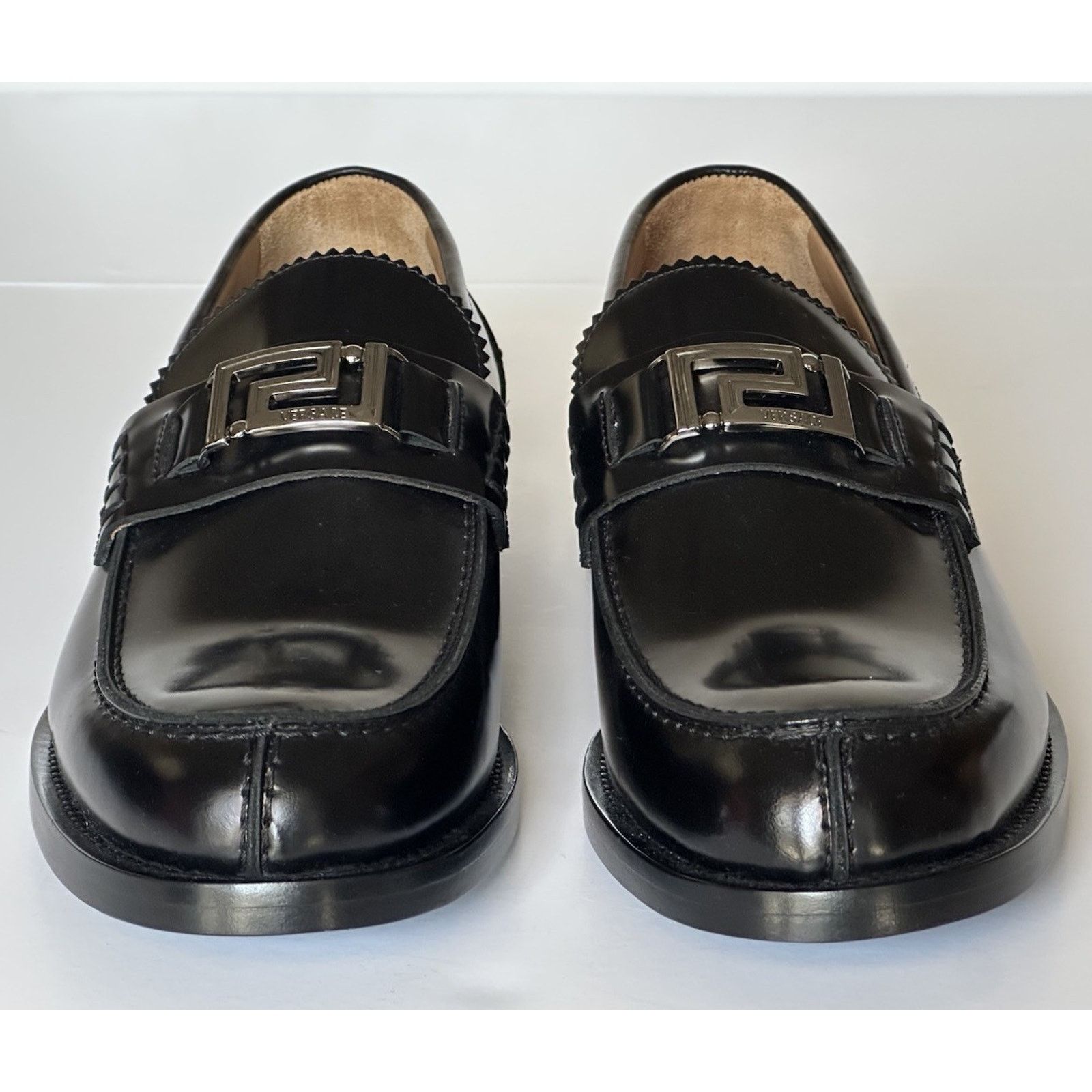 Versace VERSACE Greca Men's Black Leather Loafer Shoes 8 US 1012864 Size US 8 / EU 41 - 9 Thumbnail