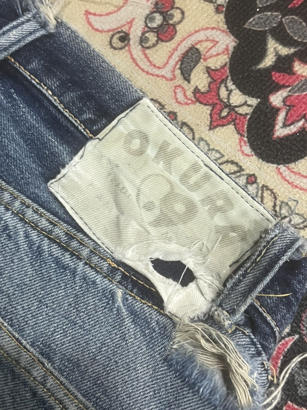 Okura Japan Okura 5 Blue Faded Washed Distressed Selvedge Jeans Size US 31 - 11 Thumbnail