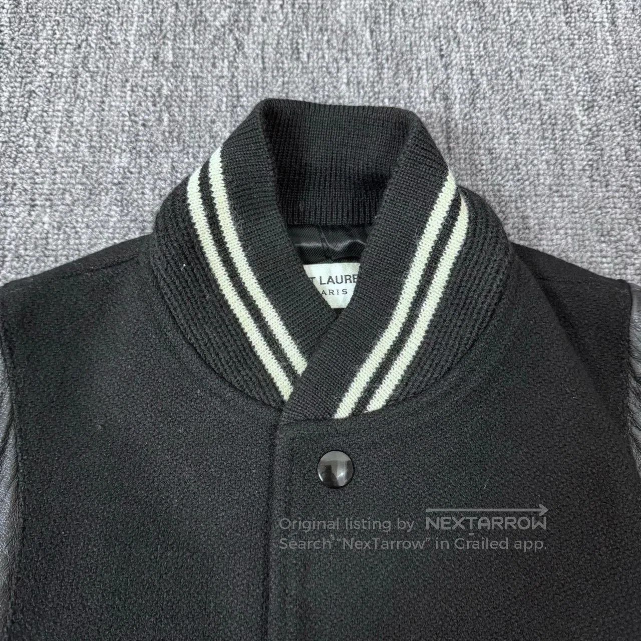 Saint Laurent Paris Saint Laurent Black Leather Sleeve Baseball Jacket. Size US M / EU 48-50 / 2 - 3 Thumbnail